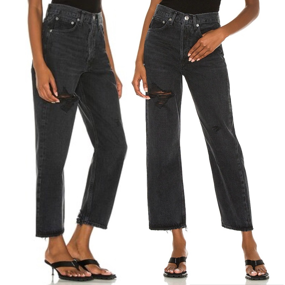 Agolde Black Distressed Women Jeans